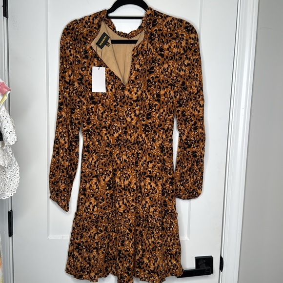 Sugarlips NWT Leopard Print Long Sleeve Ruffle Hem Mini Dress - M - Picture 12 of 12